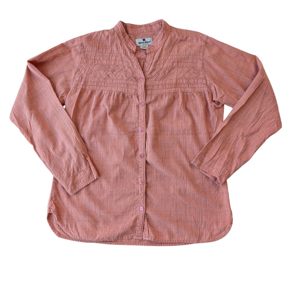 Pink Button-Front Cotton Blouse